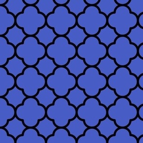 Quatrefoil Pattern - Dark Cornflower Blue and Black