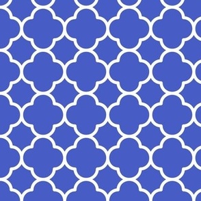 Quatrefoil Pattern - Dark Cornflower Blue and White