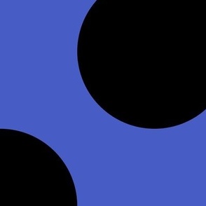 Jumbo Polka Dot Pattern - Dark Cornflower Blue and Black