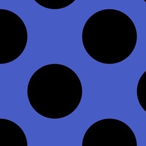Large Polka Dot Pattern - Dark Cornflower Blue and Black