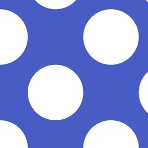 Large Polka Dot Pattern - Dark Cornflower Blue and White