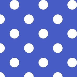 Big Polka Dot Pattern - Dark Cornflower Blue and White