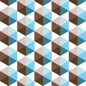 Escher Hexagons teal brown geometric Wallpaper