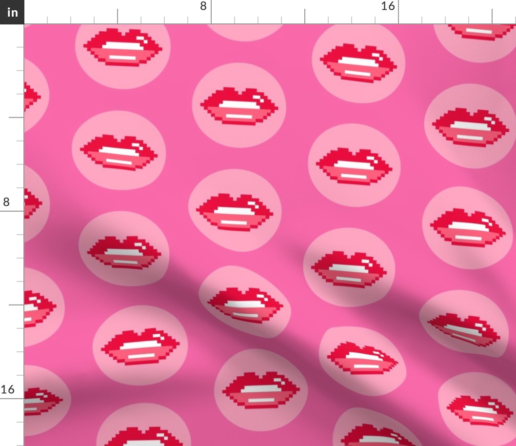 Lips pixels retro circles pink red