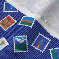 Adventure Postage Stamps Multidirectional, Blue