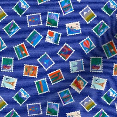 Adventure Postage Stamps Multidirectional, Blue