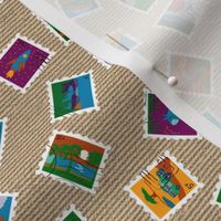 Adventure Postage Stamps Multidirectional, Natural Burlap