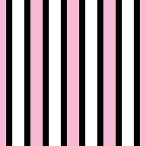 Jumbo Stripe of Rondeletia Pink and White with Narrow Ribbons of Black