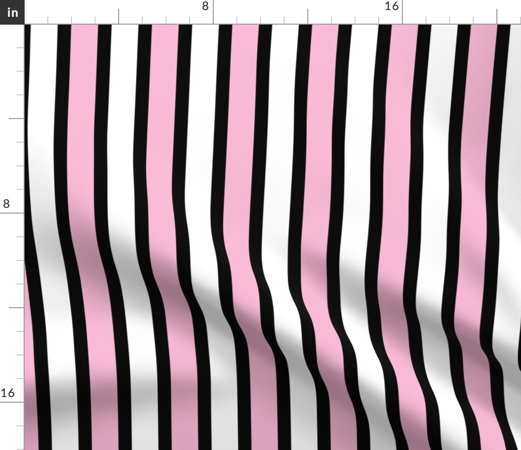 Jumbo Stripe of Rondeletia Pink and White with Narrow Ribbons of Black