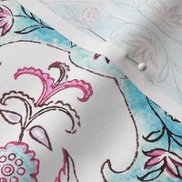 Blue pink french floral ogee