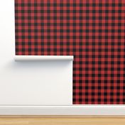 Christmas Holly Berry Red and Black Buffalo Check 2 inch