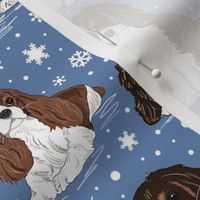 Cavalier King Charles Spaniel with snowflakes 8x8