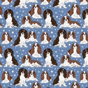 Cavalier King Charles Spaniel with snowflakes 8x8