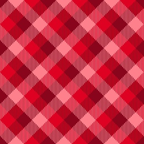 Retro Christmas red plaid diagonal checks