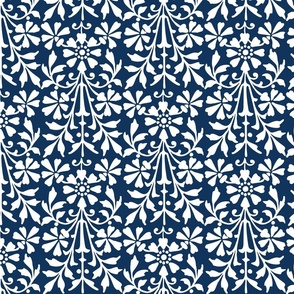 Arts and Crafts Floral in Blue and White