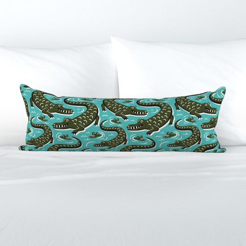 Alligator - Down In The Bayou - Grey Throw Pillow by Heather