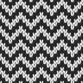 Knit chevron zigzag black white large