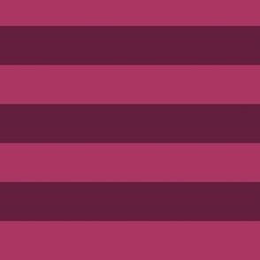 Large Horizontal Awning Stripe Pattern - Gypsy Pink and Dark Boysenberry