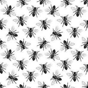 Honey Bee Pattern No. 4 | Bees | Bee Patterns | Honey Bees | Black and White | Vintage Style