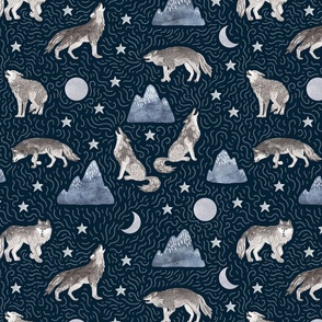 The mountains howl once more - navy blue medium scale