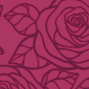 Large Rose Cutout Pattern - Gypsy Pink and Dark Boysenberry