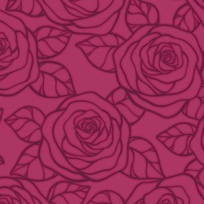 Rose Cutout Pattern - Gypsy Pink and Dark Boysenberry