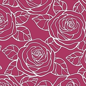 Rose Cutout Pattern - Gypsy Pink and White
