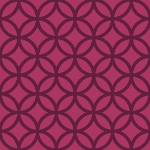 Interlocked Circle Pattern - Gypsy Pink and Dark Boysenberry