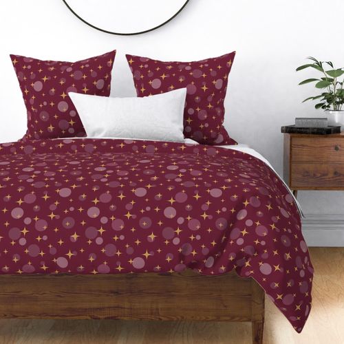 Sparkling golden Atomic stars wine red Wallpaper