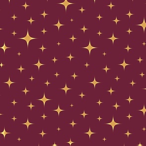 Sparkling atomic stars gold wine red MCM Wallpaper