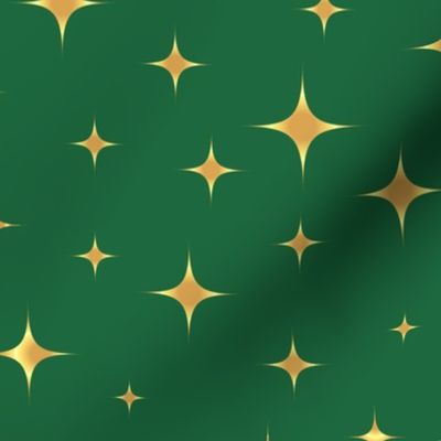 Sparkling atomic stars gold emerald green MCM Wallpaper