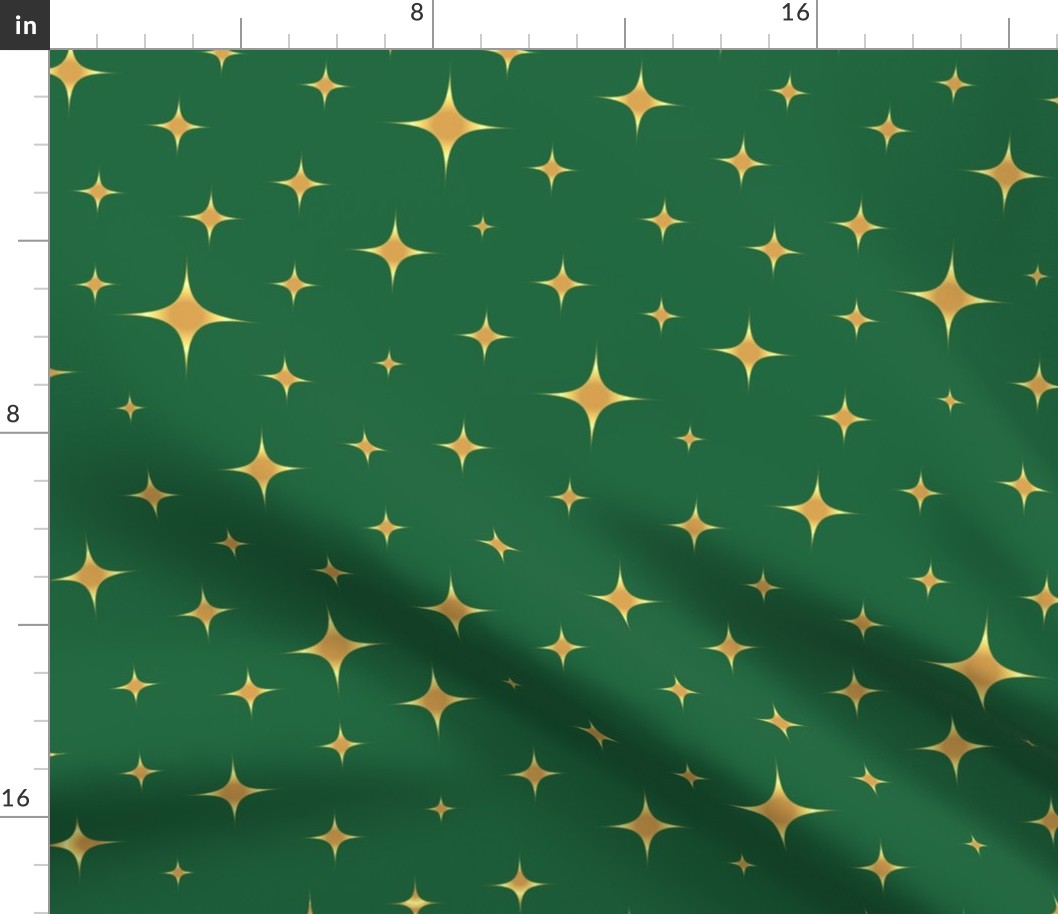Sparkling atomic stars gold emerald green MCM Wallpaper