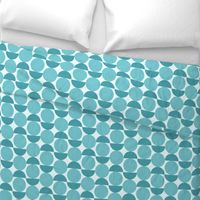 Vintage Mid-century Modern Abstract Geometric Balancing Shapes in Ocean Aqua Mint and Teal Blue