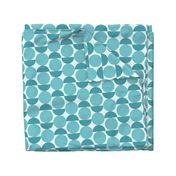 Vintage Mid-century Modern Abstract Geometric Balancing Shapes in Ocean Aqua Mint and Teal Blue