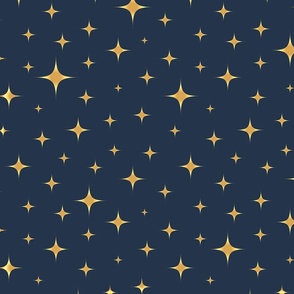 Sparkling atomic stars gold navy blue MCM Wallpaper