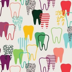Teeth (All Over, Ditsy, Bright) (Medium Scale)