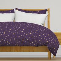 Sparkling atomic stars gold plum purple MCM Wallpaper