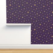 Sparkling atomic stars gold plum purple MCM Wallpaper