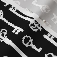 Key Pattern | Ornate Vintage Keys | Victorian Keys | Black and White | 