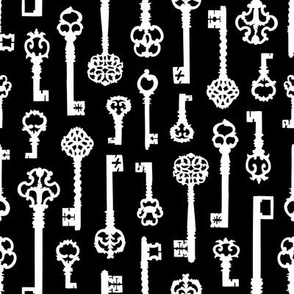 Key Pattern | Ornate Vintage Keys | Victorian Keys | Black and White | 