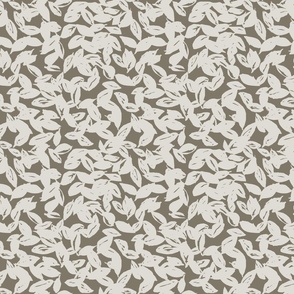 Falling Leaves Olive - Botanical Wallpaper - Neutral