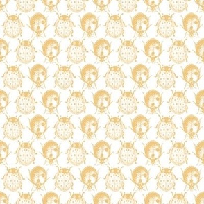 Ladybug Pattern | Gold and White | Vintage Ladybugs |