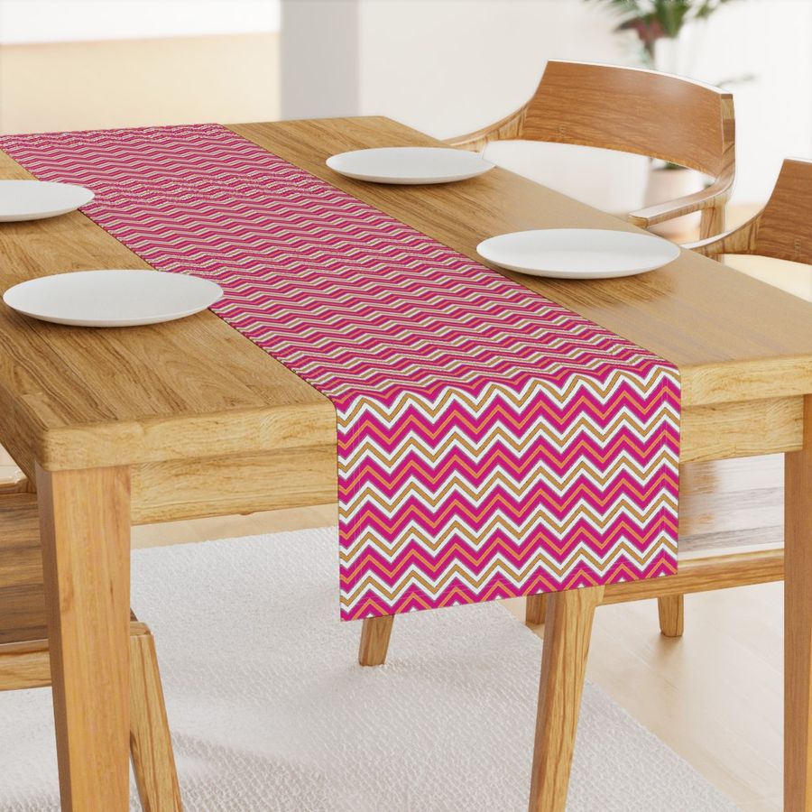 Chevron Pattern | Zig Zags | Stripes | Lines | Herringbone | Hot Pink, Orange, Black and White |