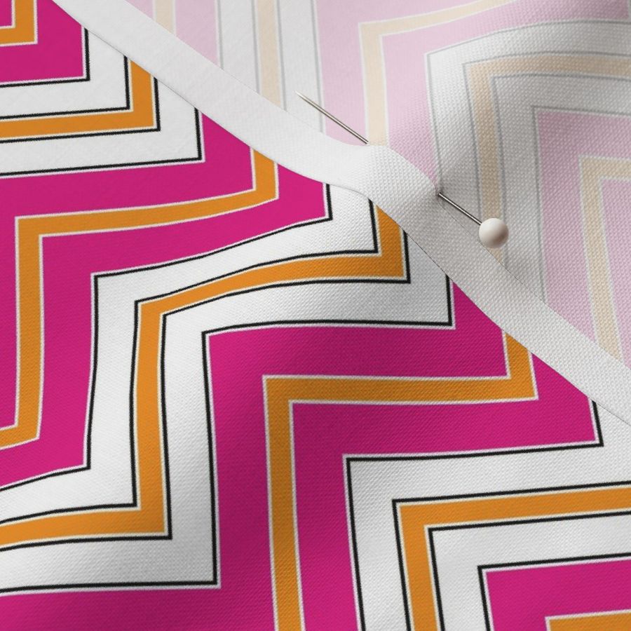 Chevron Pattern | Zig Zags | Stripes | Lines | Herringbone | Hot Pink, Orange, Black and White |