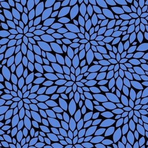 Dahlia Blossom Pattern - Cornflower Blue and Black