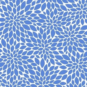 Dahlia Blossom Pattern - Cornflower Blue and White