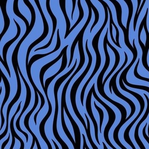 Zebra Stripe Pattern - Cornflower Blue and Black