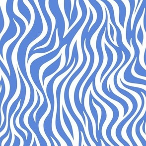 Zebra Stripe Pattern - Cornflower Blue and White