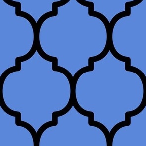 Extra Large Moroccan Tile Pattern - Cornflower Blue and Black