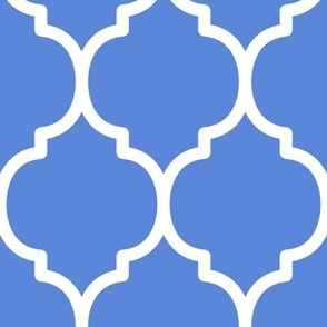 Extra Large Moroccan Tile Pattern - Cornflower Blue and White